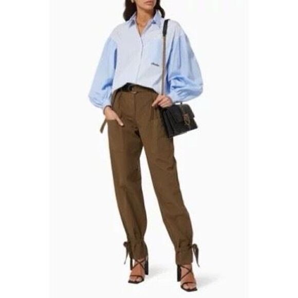 PINKO Geometria Ripstop Cargo Trousers in Cotton